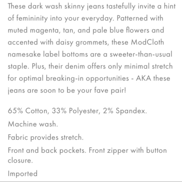 ModCloth Five Pocket Floral Skinny Jeans - Picture 9 of 10